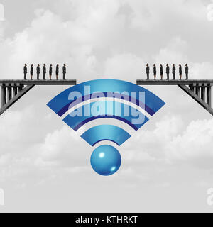 Internet und Web Connection Konzept oder online Lösung Symbol als wlan Symbol der Überbrückung der Kluft der Gesellschaft zu verbinden. Stockfoto