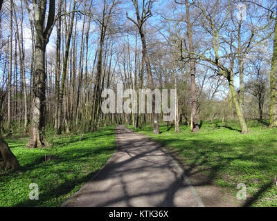 Der Stary Kanal Bydgoski in Bydgoszcz, Polen, ist eine historische Wasserstraße. Dieses Bild vom 19. April 2015 zeigt den Kanal und seine Bedeutung in der Verkehrs- und Industriegeschichte der regionâ. Stockfoto