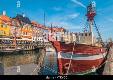 Anzeigen von Nyhavn in Kopenhagen Stockfoto