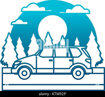 SUV sport Fahrzeug in den Wald Symbol Vektor illustration Stock Vektor