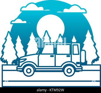 SUV sport Fahrzeug in den Wald Symbol Vektor illustration Stock Vektor