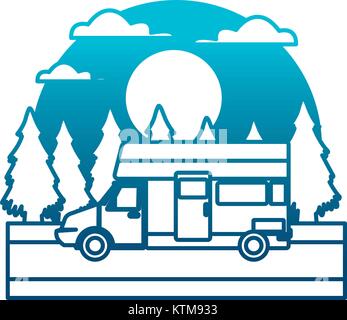 Caravan auto fahrzeug im Wald Symbol Vektor illustration Stock Vektor