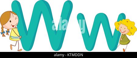 Abbildung: Kinder in einem Buchstaben des Alphabets Stock Vektor