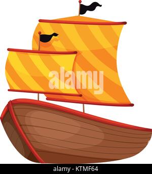 Abbildung: ein Piratenschiff auf Weiß Stock Vektor