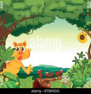 Abbildung: verschiedene Tiere im Wald Stock Vektor