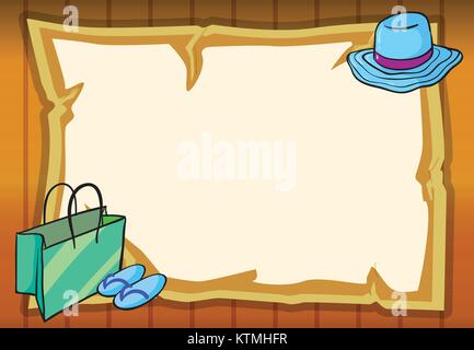 Beispiel für einen Hut, eine Tasche und Schuhe in gelbem Hintergrund Stock Vektor