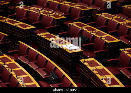 Sitze im griechischen Parlament in Athen, Griechenland. Stockfoto