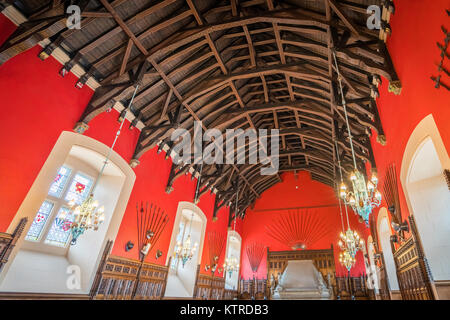 Der große Saal im Schloss von Edinburgh, Schottland. Stockfoto