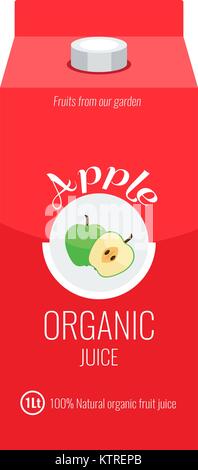 Red Apple juice Box Paket mit festen und ebenen Farbe Design Style. Illustrierte Vektor. Stock Vektor