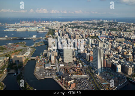 Yokohama, Japan, 15. Juni 2017; Yokohama, Naka in der Gemeinde und im Hafen von der Aussichtsplattform des Landmark Tower gesehen