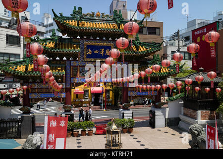 Yokohama, Japan, 16. Juni, 2017; Chinesische Mazu Miao Tempel in China Town in Yokohama City, Mazu, der Göttin des Meeres an der Mazu Templ angebetet Stockfoto