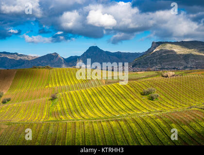 Sizilianischen Landschaft, Camporeale, Sizilien, Italien, 12.26.2017 Stockfoto