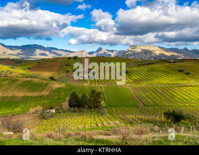 Sizilianischen Landschaft, Camporeale, Sizilien, Italien, 12.26.2017 Stockfoto