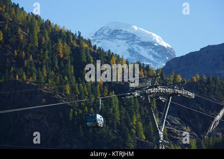 Breithorn, Seilbahn, Furi-Trockener Steg, Zermatt, Schweiz Ich Breithorn, Zermatt, Schweiz Stockfoto
