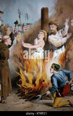 Anabaptist Christen an der Stange ca. 1400 in England verbrannt. Stockfoto