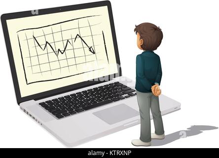 Abbildung: ein Mann vor Monitor stehend Stock Vektor