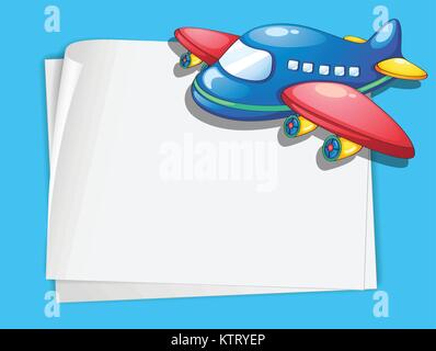 White paper Vorlage mit einem Flugzeug Cartoon Stock Vektor
