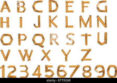 Darstellung von Zahlen und Buchstaben auf weißem Hintergrund Stock Vektor