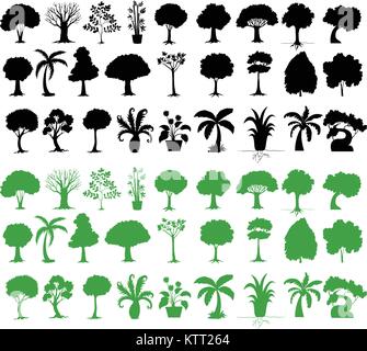 Illustration der Baum Silhouetten auf weiß Stock Vektor