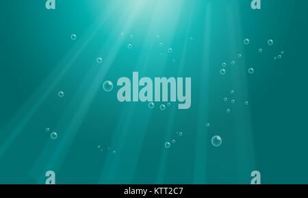 Illustraiton von Unterwasser Hintergrund mit Lichtstrahlen Stock Vektor