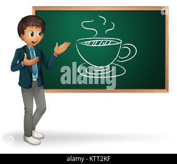 Geschäftsmann Cartoon präsentiert auf der Tafel Stock Vektor
