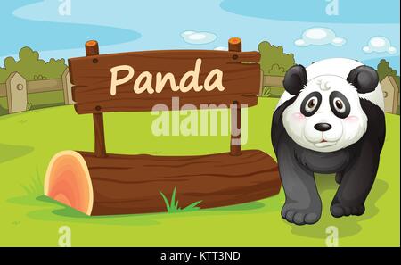 Abbildung: ein Panda in der wunderschönen Natur Stock Vektor