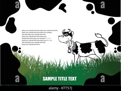 Land Landschaft mit Kuh Haut Bild. Vektor-illustration Stock Vektor