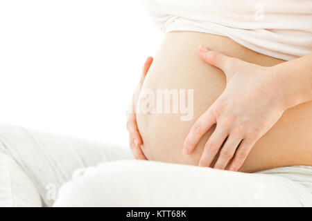 Schwangere Frau mit Bauch Stockfoto