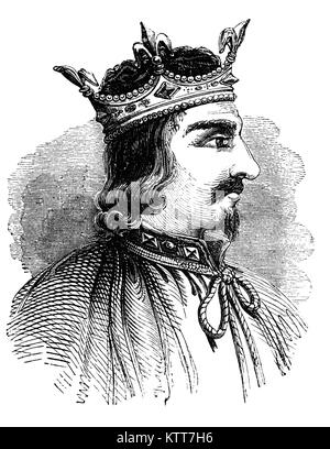 Stephen (1092/6-1154), oft als Stephen von Blois, war König von England von 1135 bis zu seinem Tod sowie Graf von Boulogne-sur-Mer ab 1125 bis 1147 und Herzog der Normandie von 1135 bis 1144. Stephen's Herrschaft wurde durch die Anarchie, ein Bürgerkrieg mit seinem Cousin und Rivalen, die Kaiserin Matilda gekennzeichnet. Stockfoto