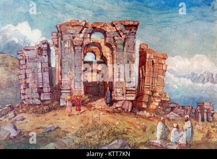 Ruinen der Martand Sonnentempel, Kaschmir, Indien, im 8. Jahrhundert gebaut. Von den Wundern der Welt, veröffentlicht C 1920. Stockfoto