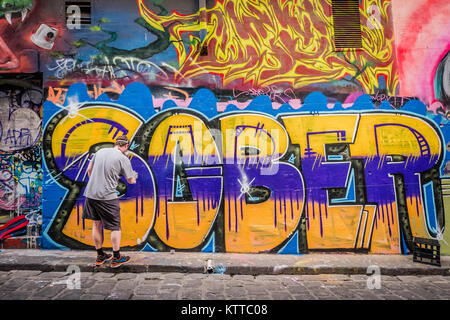 Melbourne hoiser Lane berühmten Graffiti Lane Stockfoto