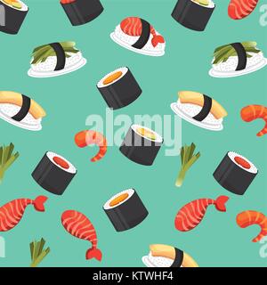 Chinesische Lebensmittel frisch nahtlose Muster Vector Illustration Stock Vektor