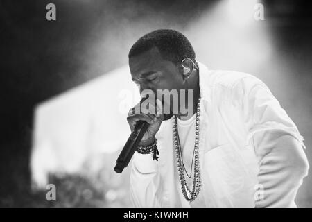 Der amerikanische Rapper, Produzent und Songwriter Kanye West dargestellt an einem live Konzert im Tivoli Kopenhagen. Dänemark 11/08 2011. Stockfoto