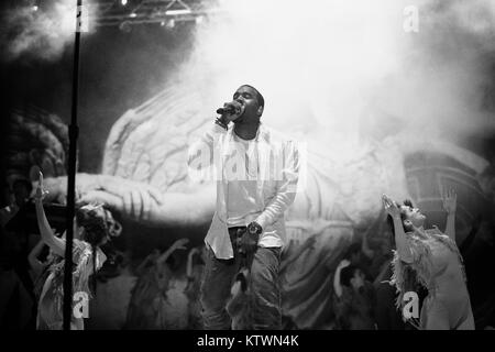 Der amerikanische Rapper, Produzent und Songwriter Kanye West dargestellt an einem live Konzert im Tivoli Kopenhagen. Dänemark 11/08 2011. Stockfoto