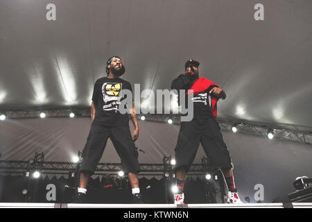 Die amerikanischen Rap und Hip Hop Duo Method Man & Redman führt ein Live Konzert in Avantgarde Festival 2014 in Kopenhagen. Dänemark, 02.08.2014. Stockfoto