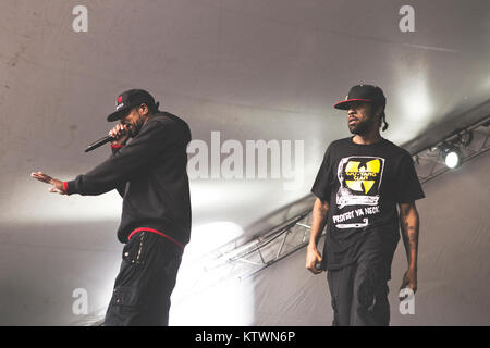 Die amerikanischen Rap und Hip Hop Duo Method Man & Redman führt ein Live Konzert in Avantgarde Festival 2014 in Kopenhagen. Dänemark, 02.08.2014. Stockfoto