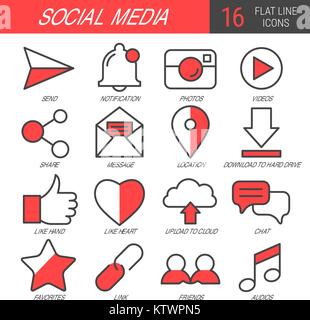 Social Media Line Icon Set Stock Vektor