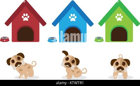 Welpen mit Knochen in der öffnung Stock Vektor