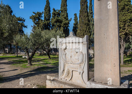 Gräber im Kerameikos, der Friedhof des antiken Athen in Griechenland Stockfoto