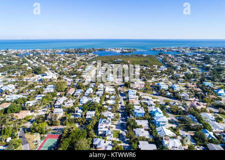 Anna Maria Island Florida, Holmes Beach, Bimini Bay, Tampa Bay, Häuser Residenzen, Luftaufnahme von oben, FL17121454d Stockfoto