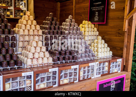 Luxus Schokolade Teacakes, Chester, Cheshire uK Weihnachtsmarkt Weihnachtsmärkte, Chester, UK, Konzept Stockfoto