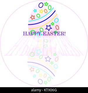 Ei mit herzlichen Glückwunsch und Reflexion frohe Ostern logo Stock Vektor