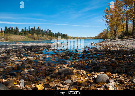 Herbstlandschaften am Bow River, Bowness Park, Calgary, Alberta, Kanada. Stockfoto