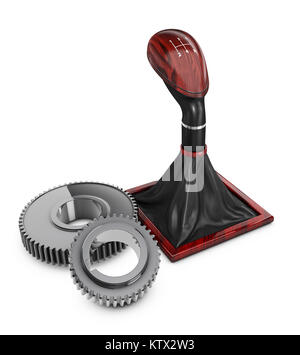 Zahnräder und Getriebe isoliert, Hintergrund 3 Abbildung d Stockfoto