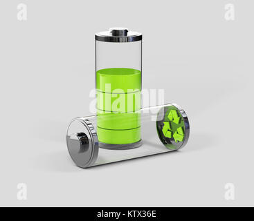 Batterie mit Papierkorb Symbol - erneuerbare Energie Konzept, 3 Abbildung d Stockfoto