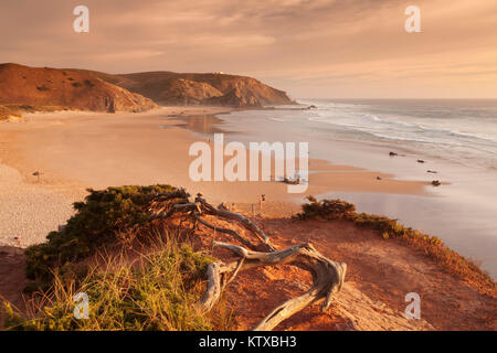 Praia do Amado Strand bei Sonnenuntergang, Carrapateira, Costa Vicentina, Westküste, Algarve, Portugal, Europa Stockfoto