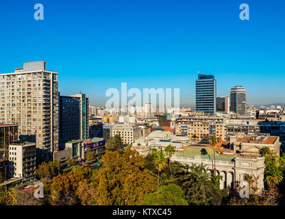 Stadtbild vom Santa Lucia Hill, Santiago, Chile, Südamerika gesehen Stockfoto