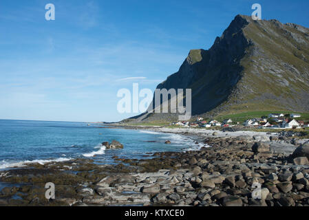 Mit Blick auf Vikten, Lofoten, Nordland, Norwegen, Skandinavien, Europa Stockfoto