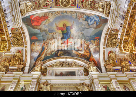 Wände und Decke, Isaak-Kathedrale, UNESCO-Weltkulturerbe, St. Petersburg, Russland, Europa Stockfoto