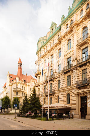 Art Nouveau Architektur im Zentrum von Riga, Lettland, Baltikum, Europa Stockfoto
